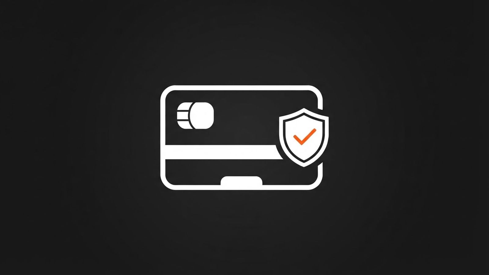 Icône de carte bancaire sécurisée en blanc sur fond sombre
