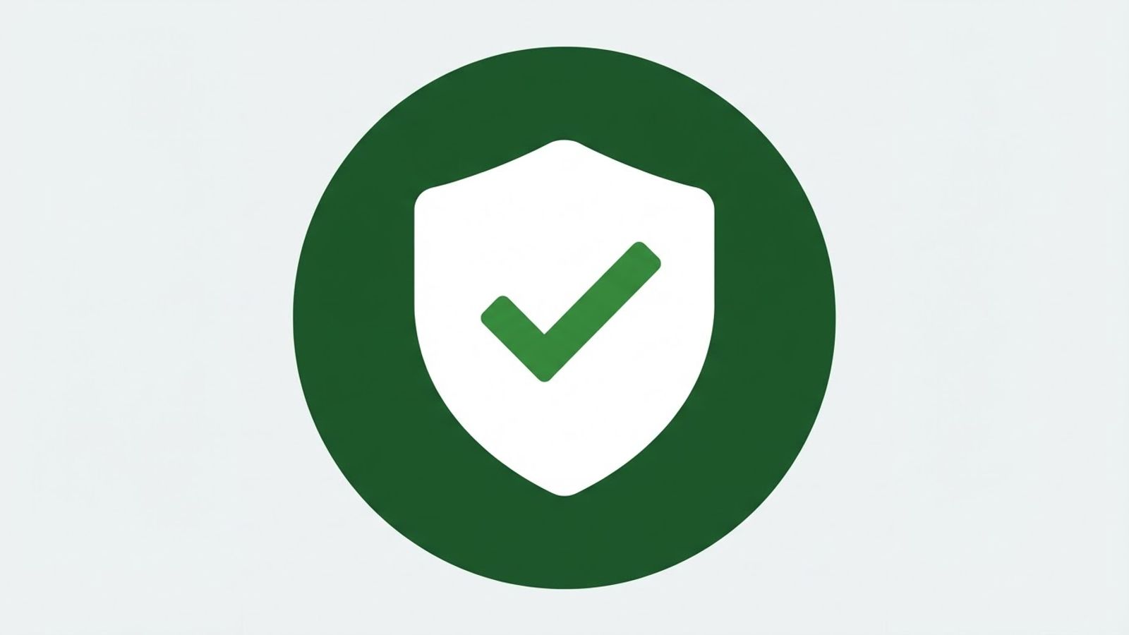 Bouclier blanc avec coche verte sur fond vert foncé