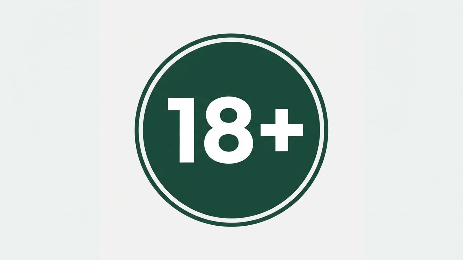 Texte 18+ blanc sur fond vert foncé